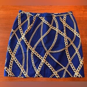 Vintage Linea Baroque chain print, blue & Gold skirt.  1X